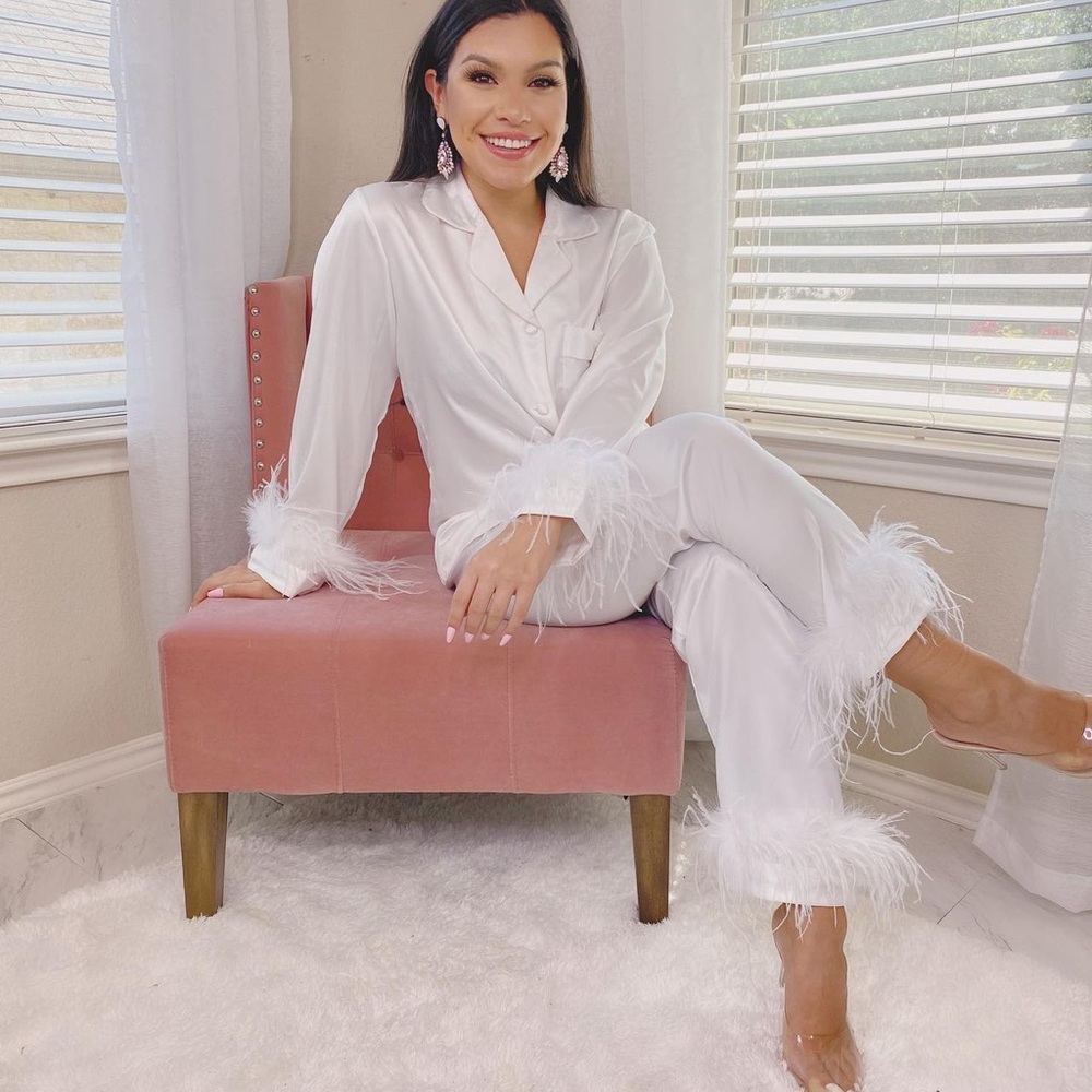 Brand new feather trim pj set